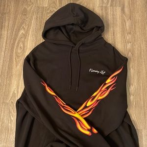H&M mens flame hoodie in size Large.